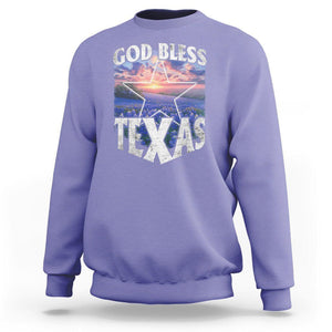 Bluebonnet Field God Bless Texas Sweatshirt TS09 Violet Print Your Wear