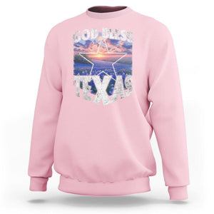 Bluebonnet Field God Bless Texas Sweatshirt TS09 Light Pink Print Your Wear