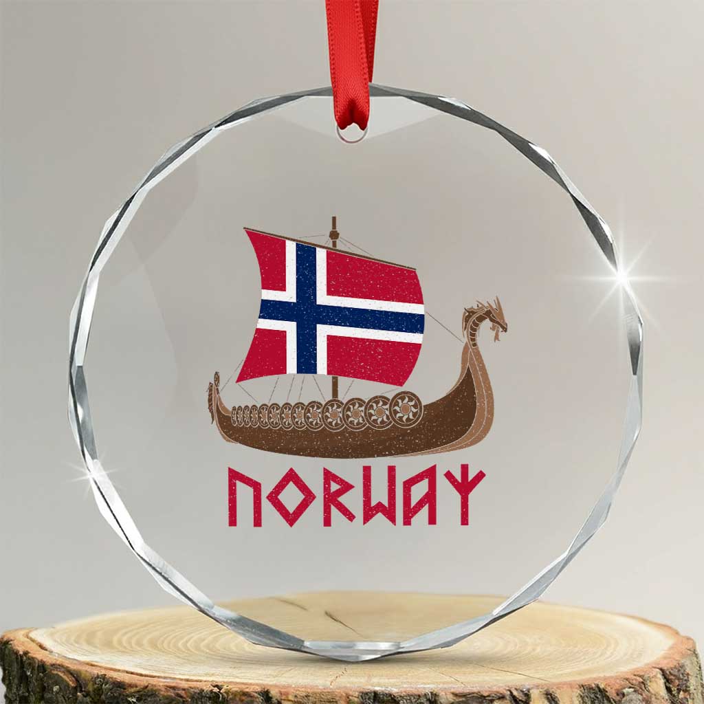 Boat Norwegian Flag Norway Viking Ship Norway Crystal Glass Ornament TS11 Transparent Glass 3'' Circle Print Your Wear
