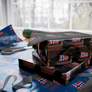 Boat Norwegian Flag Norway Viking Ship Norway Wrapping Paper Roll TS11 Black Print Your Wear
