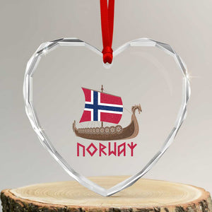 Boat Norwegian Flag Norway Viking Ship Norway Heart Crystal Glass Ornament TS11 Transparent Glass 3'' Heart Print Your Wear