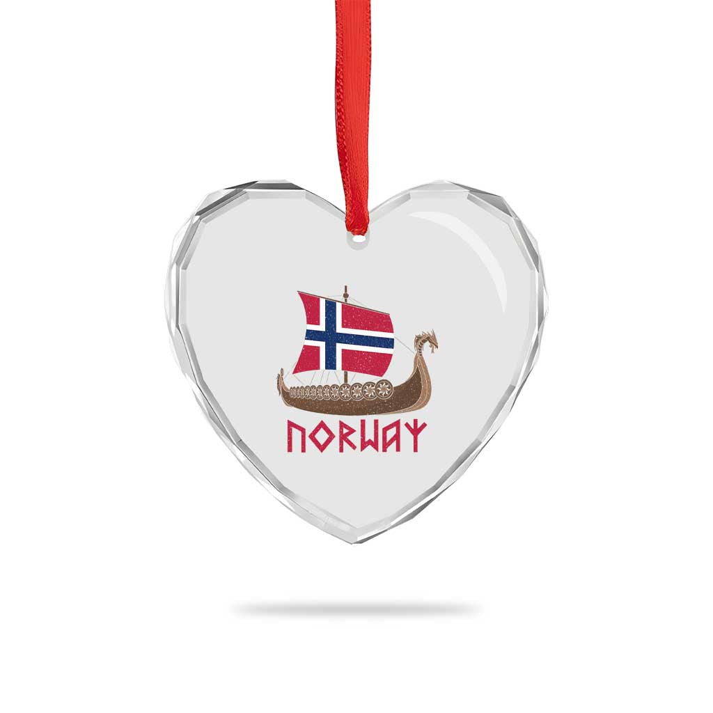 Boat Norwegian Flag Norway Viking Ship Norway Heart Crystal Glass Ornament TS11 Print Your Wear