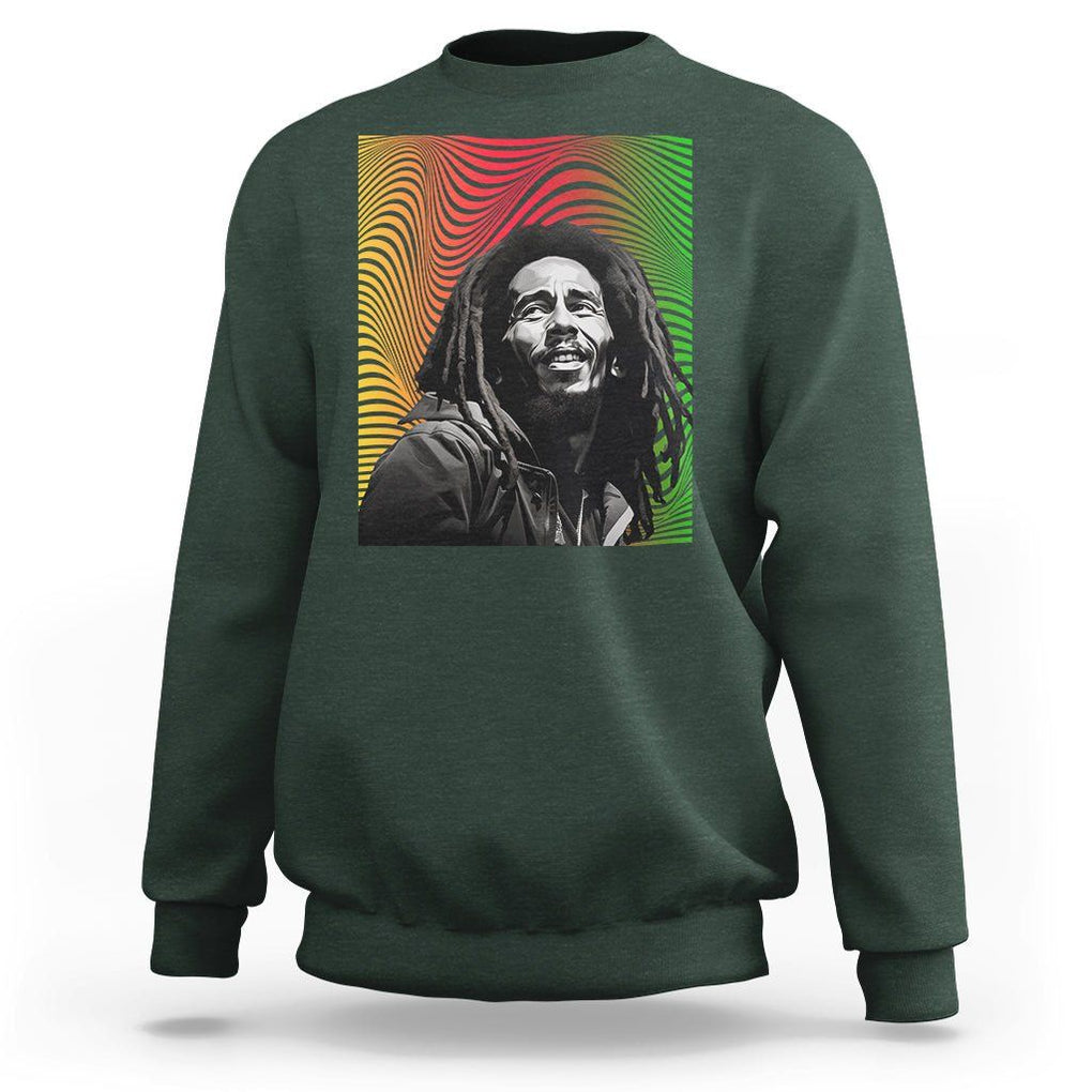 Legend Bob Sweatshirt One Love The Reggae Vintage Graphic TS02 Dark Forest Green Printyourwear