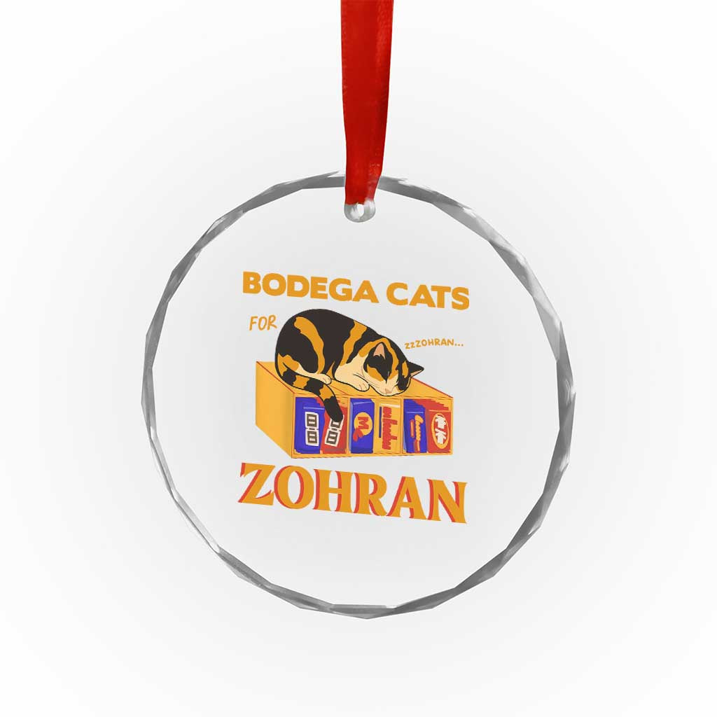 Bodega Cats for Zohran Crystal Glass Ornament New York Mamdani Supporter Mayor Cute Cat TS02 Print Your Wear