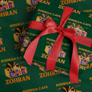 Bodega Cats for Zohran Wrapping Paper Roll New York Mamdani Supporter Mayor Cute Cat TS02 Green Print Your Wear