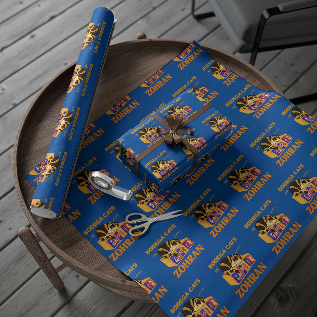 Bodega Cats for Zohran Wrapping Paper Roll New York Mamdani Supporter Mayor Cute Cat TS02 Blue Print Your Wear