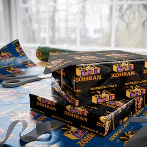 Bodega Cats for Zohran Wrapping Paper Roll New York Mamdani Supporter Mayor Cute Cat TS02 Black Print Your Wear