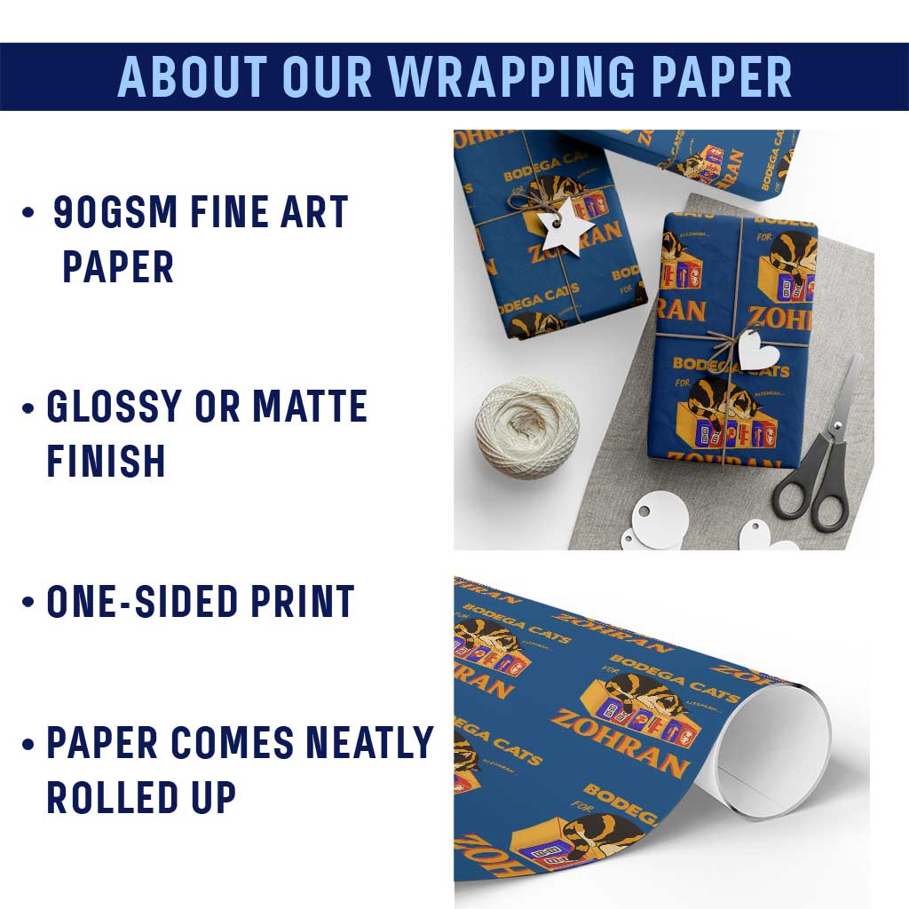 Bodega Cats for Zohran Wrapping Paper Roll New York Mamdani Supporter Mayor Cute Cat TS02 Print Your Wear