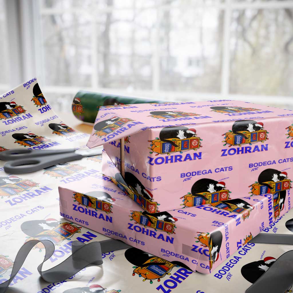 Bodega Cats of New York Wrapping Paper Roll Funny Cat NYC Christmas TS14 Light Pink Print Your Wear