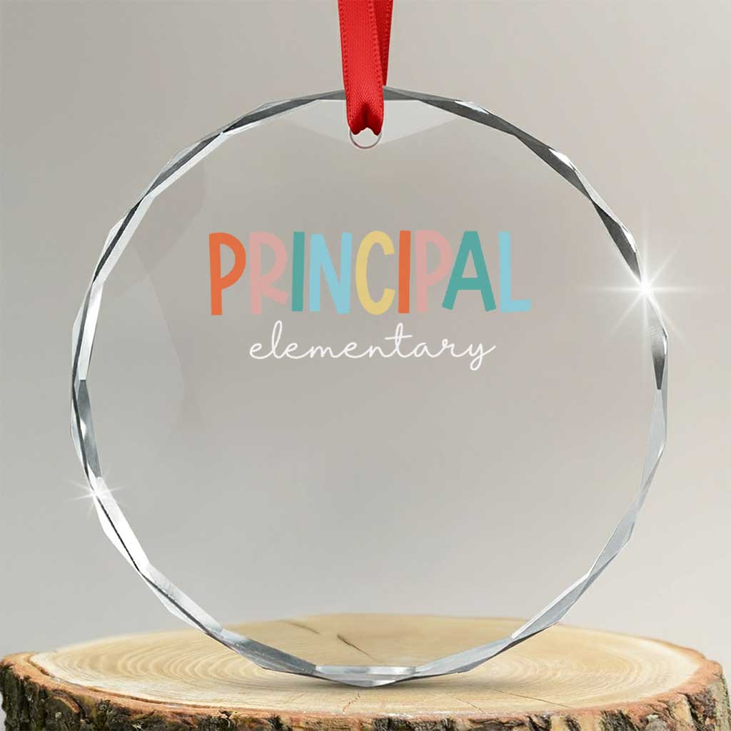 Boho Retro Vintage Elementary Principal Back to School Crystal Glass Ornament TS14 Transparent Glass 3'' Circle Print Your Wear