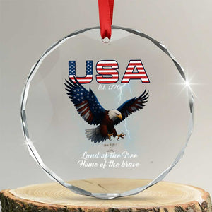 Bold Patriotic American Eagle Crystal Glass Ornament Land of the Free Home of the Brave Est 1776 TS02 Transparent Glass 3'' Circle Print Your Wear
