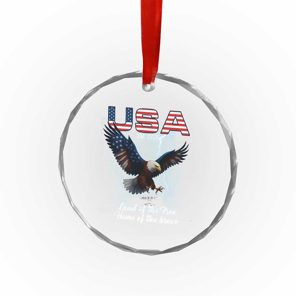 Bold Patriotic American Eagle Crystal Glass Ornament Land of the Free Home of the Brave Est 1776 TS02 Print Your Wear