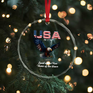 Bold Patriotic American Eagle Crystal Glass Ornament Land of the Free Home of the Brave Est 1776 TS02 Print Your Wear