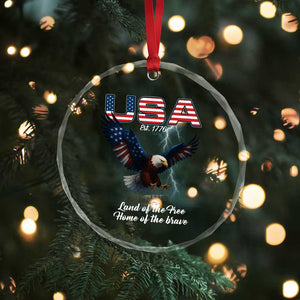 Bold Patriotic American Eagle Crystal Glass Ornament Land of the Free Home of the Brave Est 1776 TS02 Print Your Wear