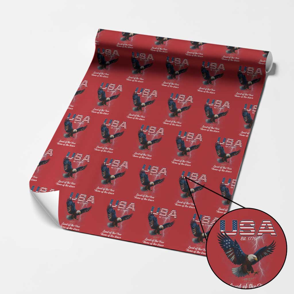 Bold Patriotic American Eagle Wrapping Paper Roll Land of the Free Home of the Brave Est 1776 TS02 Red Print Your Wear