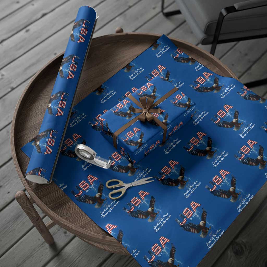 Bold Patriotic American Eagle Wrapping Paper Roll Land of the Free Home of the Brave Est 1776 TS02 Blue Print Your Wear