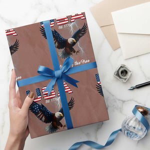 Bold Patriotic American Eagle Wrapping Paper Roll Land of the Free Home of the Brave Est 1776 TS02 Mocha Print Your Wear