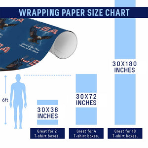 Bold Patriotic American Eagle Wrapping Paper Roll Land of the Free Home of the Brave Est 1776 TS02 Print Your Wear