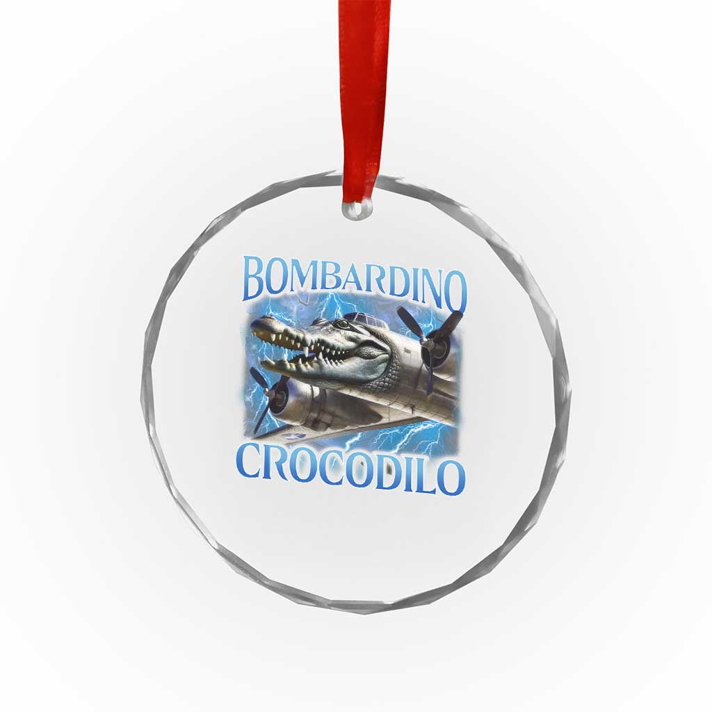 Bombardino Crocodilo Crystal Glass Ornament Internet Memes Italian Brainrot TS10 Print Your Wear
