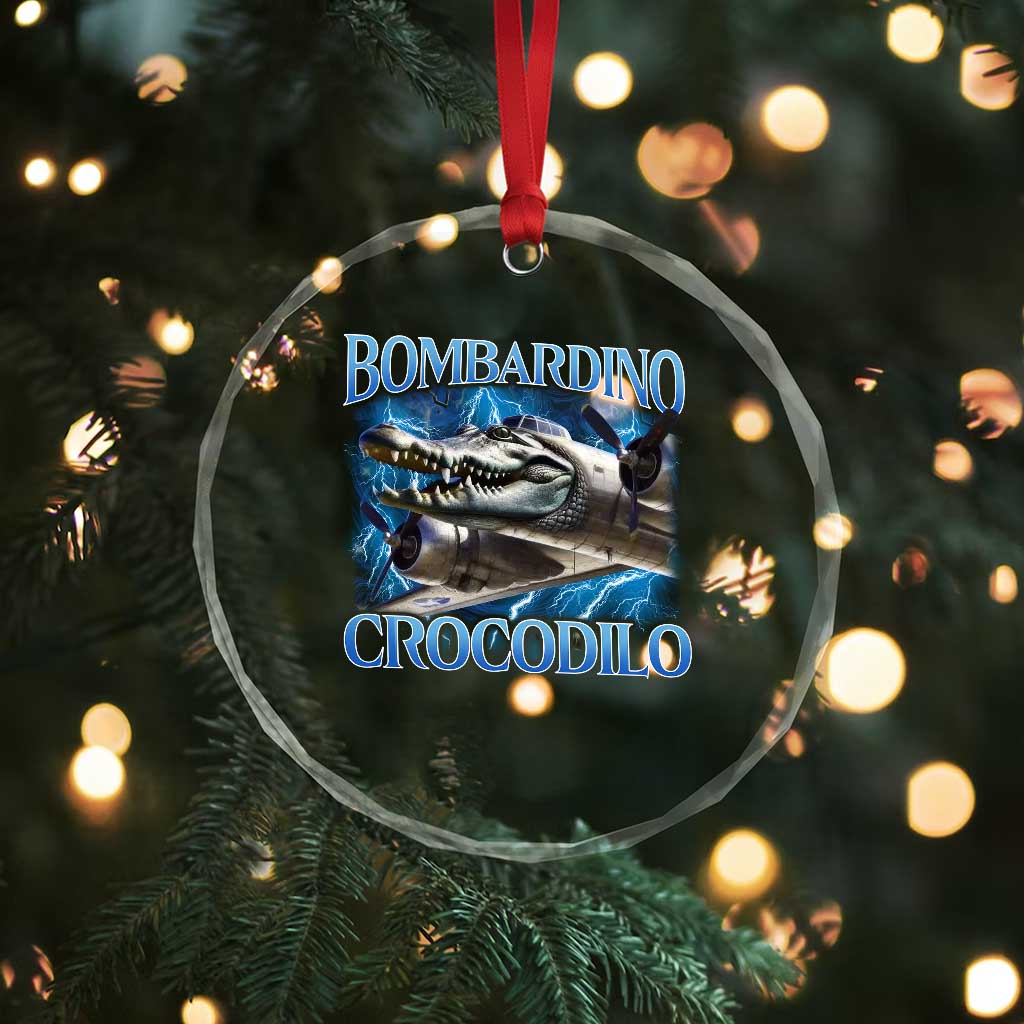 Bombardino Crocodilo Crystal Glass Ornament Internet Memes Italian Brainrot TS10 Print Your Wear