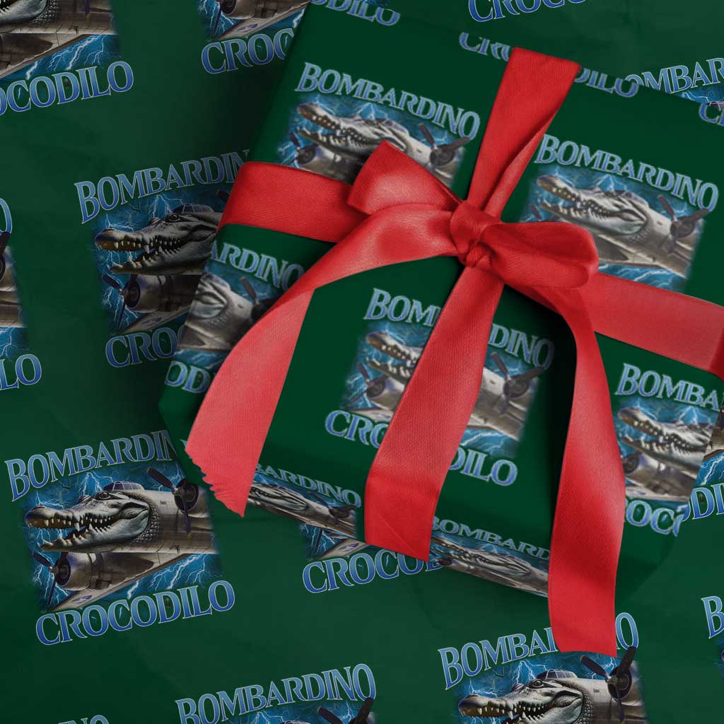 Bombardino Crocodilo Wrapping Paper Roll Internet Memes Italian Brainrot TS10 Green Print Your Wear