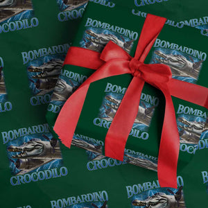 Bombardino Crocodilo Wrapping Paper Roll Internet Memes Italian Brainrot TS10 Green Print Your Wear