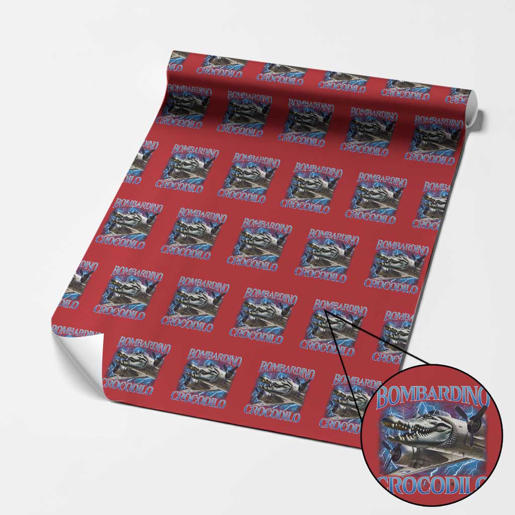 Bombardino Crocodilo Wrapping Paper Roll Internet Memes Italian Brainrot TS10 Red Print Your Wear