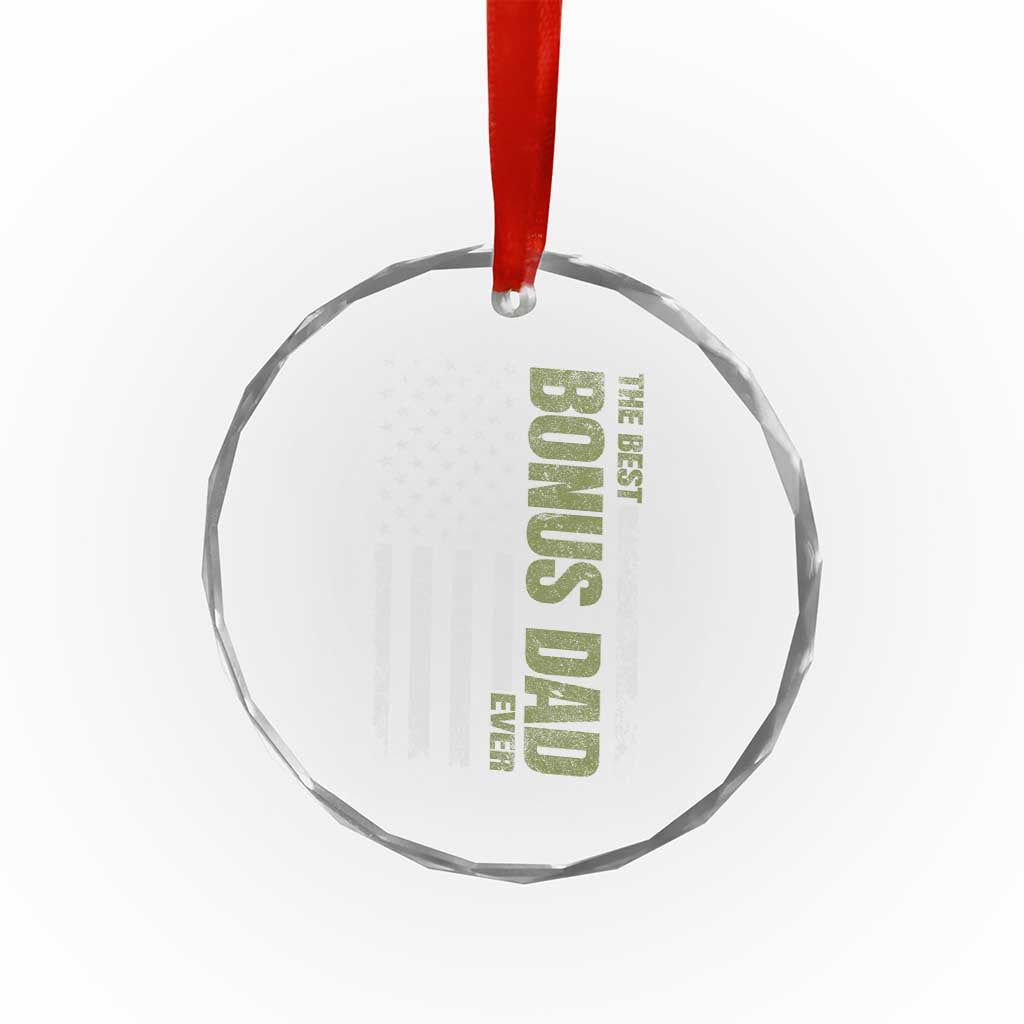Bonus Dad Crystal Glass Ornament American Flag Best Bonus Dad Ever Fathers Day TS10 Print Your Wear
