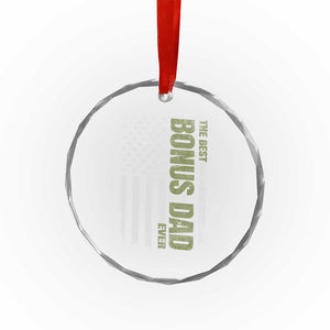Bonus Dad Crystal Glass Ornament American Flag Best Bonus Dad Ever Fathers Day TS10 Print Your Wear