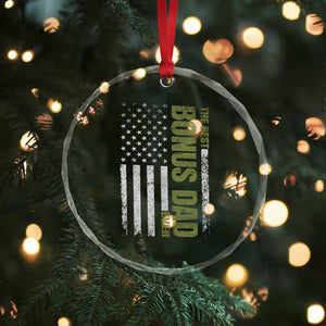 Bonus Dad Crystal Glass Ornament American Flag Best Bonus Dad Ever Fathers Day TS10 Print Your Wear