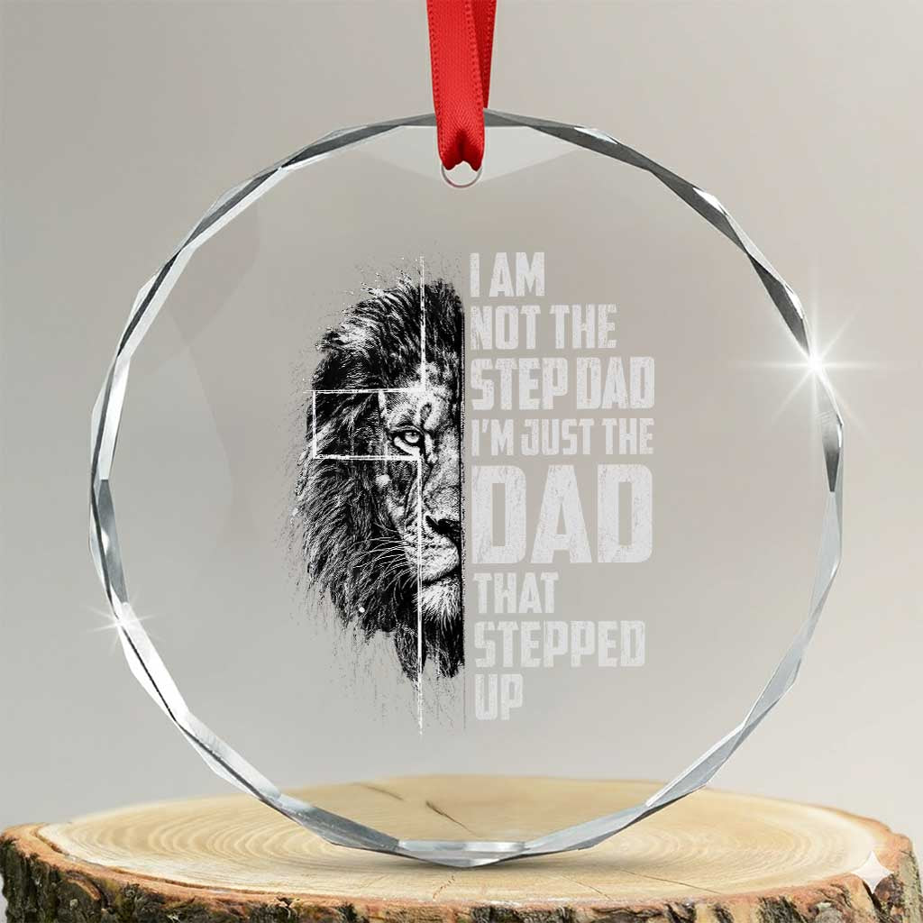 Bonus Dad Crystal Glass Ornament Stepdad Gifts From Stepdaughter Stepson Cross Lion Stepped Up Dad TS10 Transparent Glass 3'' Circle Print Your Wear
