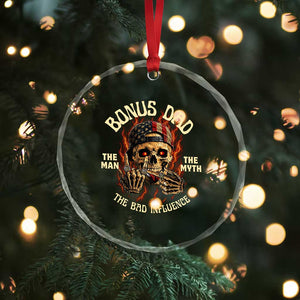 Bonus Dad Crystal Glass Ornament The Man Myth Bad Influence Step Dad Vintage Skull USA Flag TS10 Print Your Wear