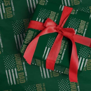 Bonus Dad Wrapping Paper Roll American Flag Best Bonus Dad Ever Fathers Day TS10 Green Print Your Wear
