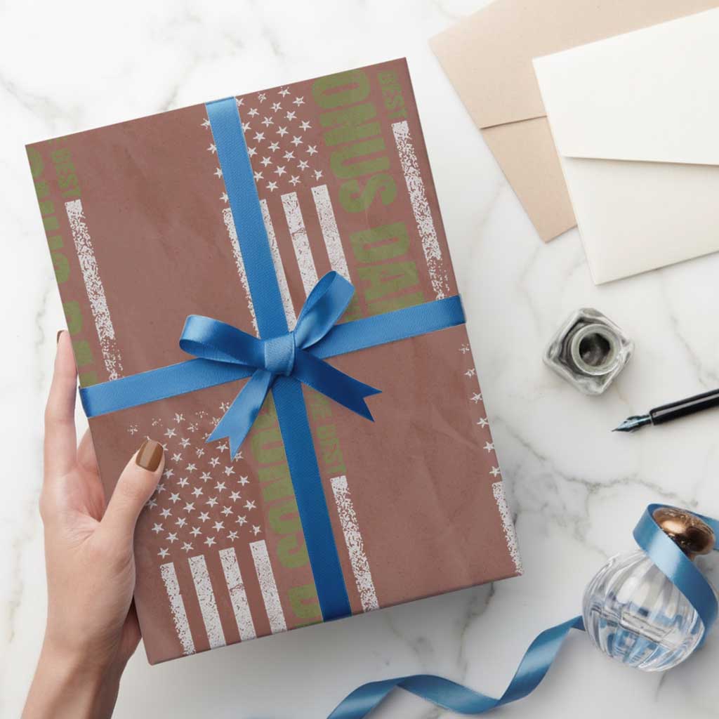Bonus Dad Wrapping Paper Roll American Flag Best Bonus Dad Ever Fathers Day TS10 Mocha Print Your Wear