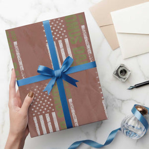Bonus Dad Wrapping Paper Roll American Flag Best Bonus Dad Ever Fathers Day TS10 Mocha Print Your Wear