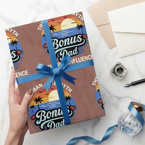Bonus Dad Wrapping Paper Roll The Man Myth Bad Influence Step Dad Fathers Day Gift TS10 Mocha Print Your Wear