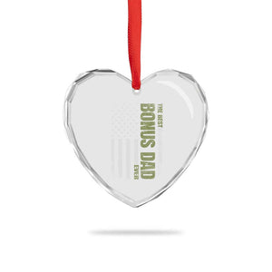 Bonus Dad Heart Crystal Glass Ornament American Flag Best Bonus Dad Ever Fathers Day TS10 Print Your Wear