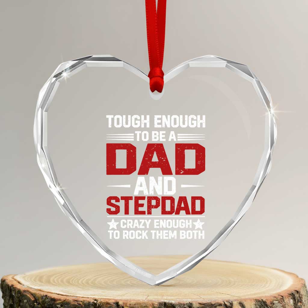Bonus Dad Heart Crystal Glass Ornament Dad And Stepdad Fathers Day TS10 Transparent Glass 3'' Heart Print Your Wear