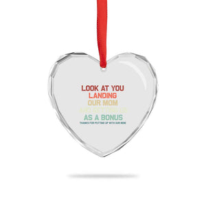 Bonus Dad Heart Crystal Glass Ornament Funny Step Dad Look At You Landing Our Mom Getting Us As A Bonus TS10 Print Your Wear