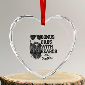 Bonus Dads With Beards Are Better Heart Crystal Glass Ornament Retro Step Dad Fathers Day