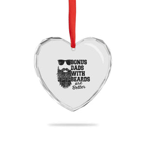 Bonus Dads With Beards Are Better Heart Crystal Glass Ornament Retro Step Dad Fathers Day