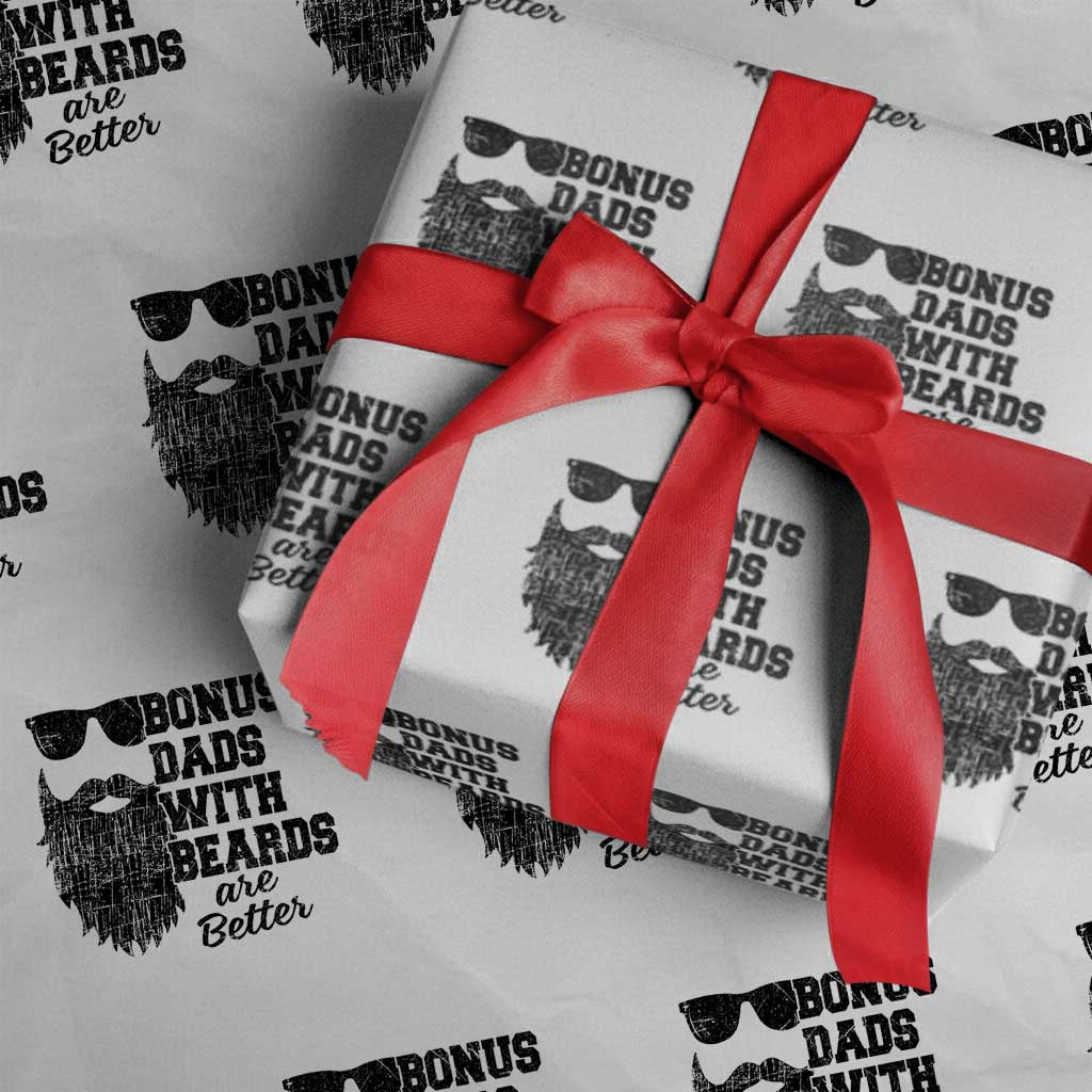 Bonus Dads With Beards Are Better Wrapping Paper Roll Retro Step Dad Fathers Day