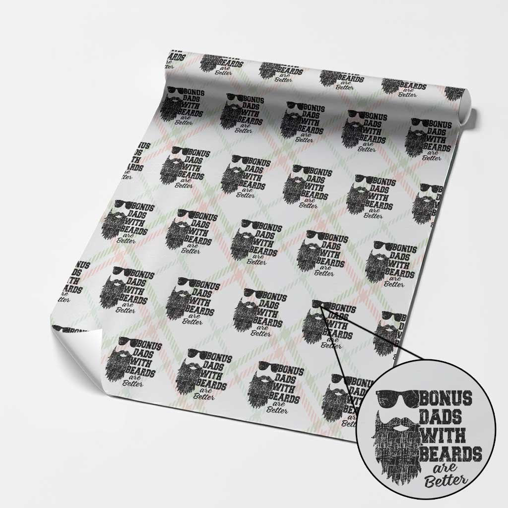 Bonus Dads With Beards Are Better Wrapping Paper Roll Retro Step Dad Fathers Day