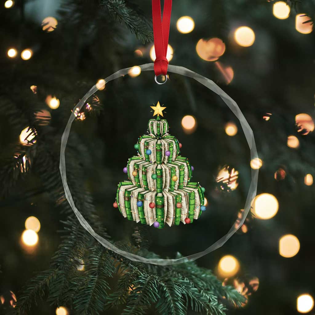 Book Christmas Tree Book Lover Teacher Librarian Crystal Glass Ornament TS11 Print Your Wear