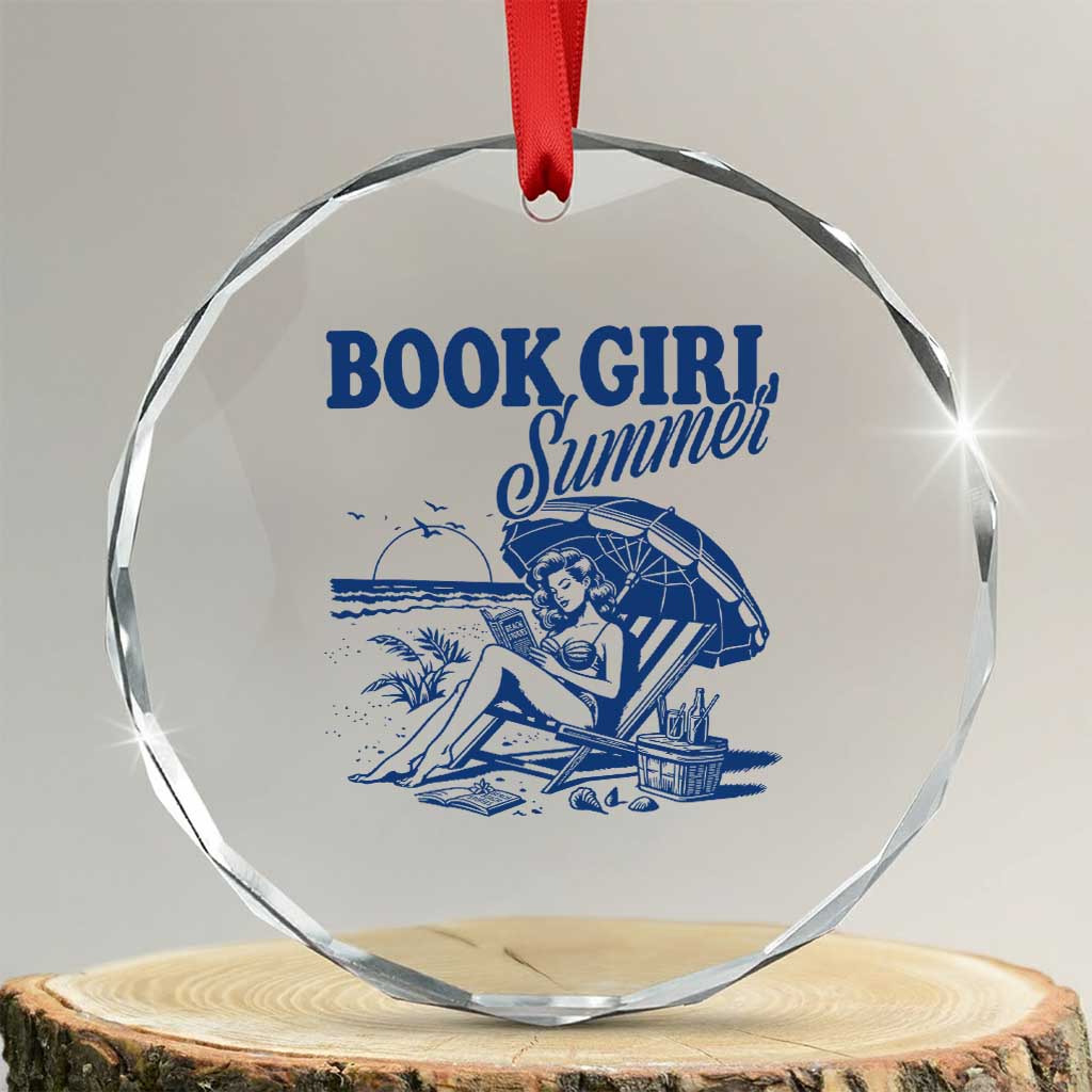 Book Girl Summer Crystal Glass Ornament Funny Beach Book Lover Gift TS12 Transparent Glass 3'' Circle Print Your Wear