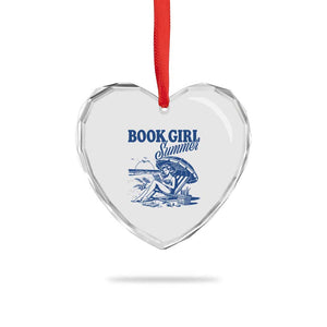 Book Girl Summer Heart Crystal Glass Ornament Funny Beach Book Lover Gift