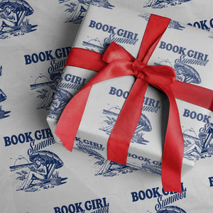 Book Girl Summer Wrapping Paper Roll Funny Beach Book Lover Gift