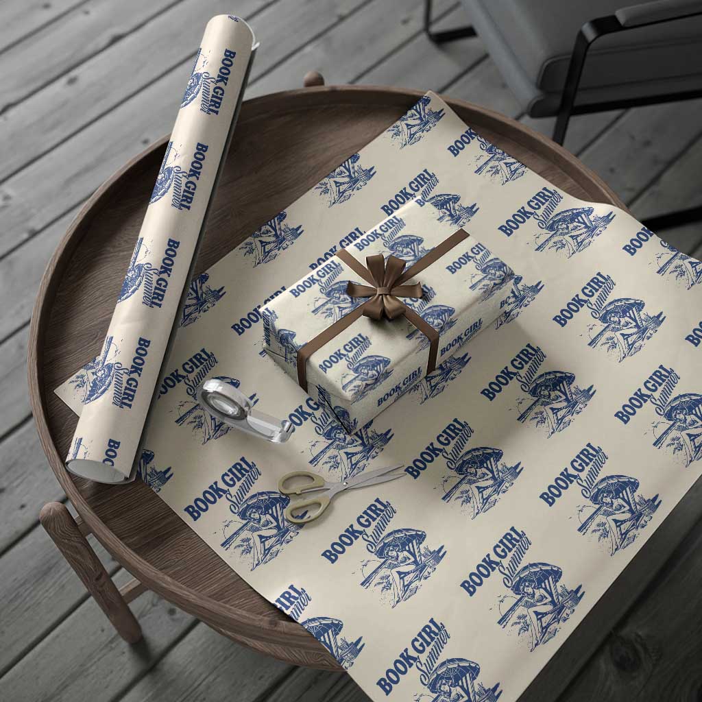 Book Girl Summer Wrapping Paper Roll Funny Beach Book Lover Gift
