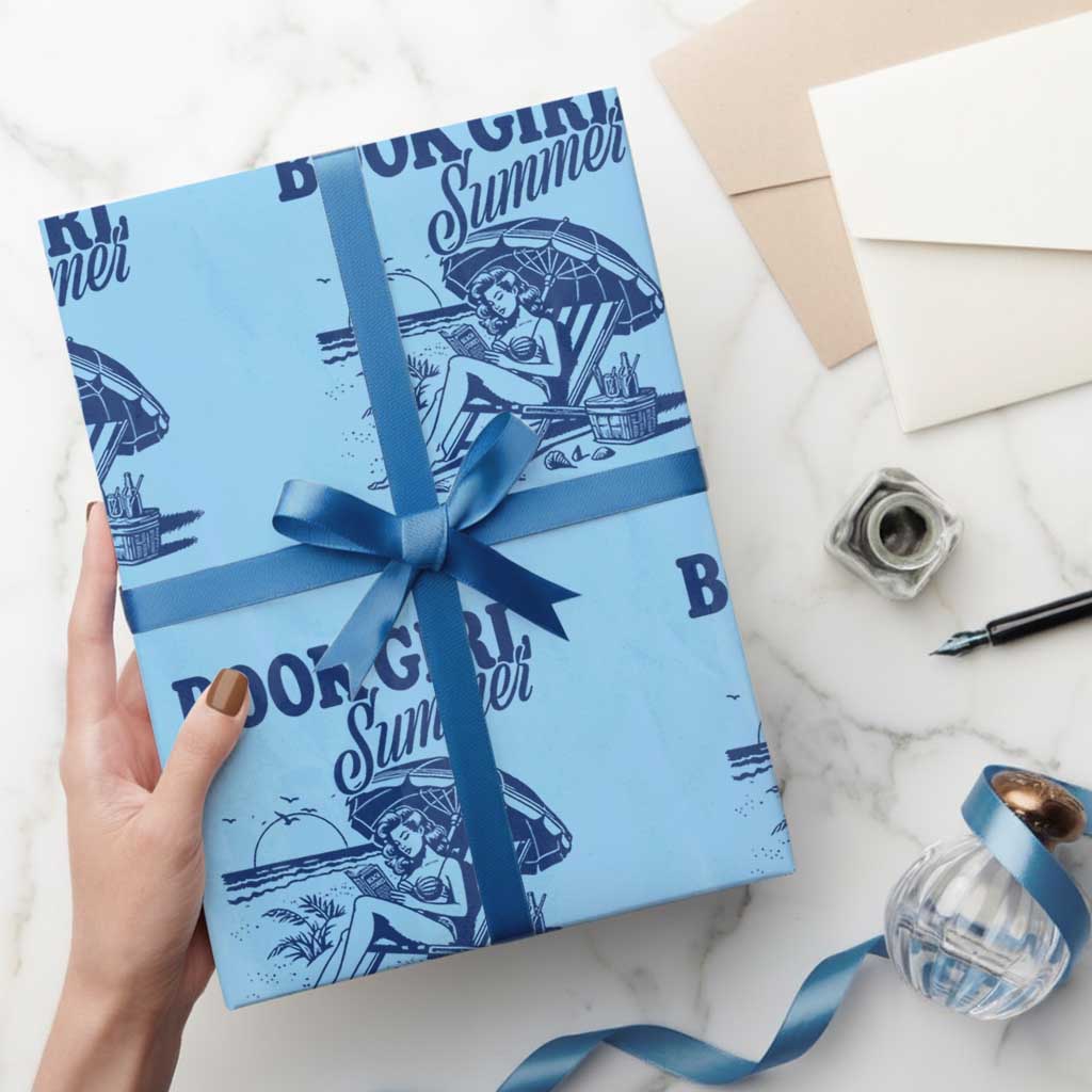 Book Girl Summer Wrapping Paper Roll Funny Beach Book Lover Gift