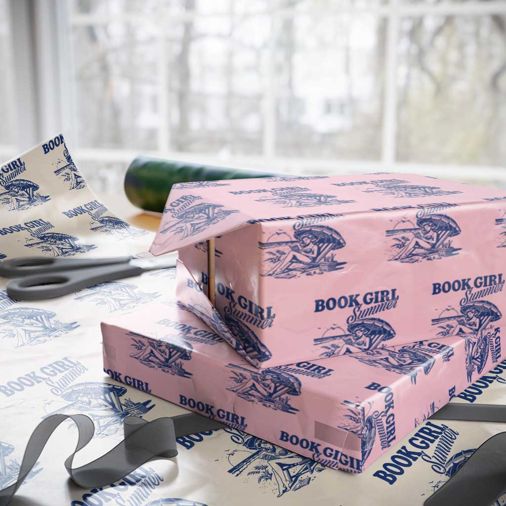 Book Girl Summer Wrapping Paper Roll Funny Beach Book Lover Gift